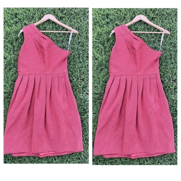 HALSTON HERITAGE One-Shoulder Jacquard Cocktail DRESS Sz 8 Orange NORDSTROM - Picture 1 of 5